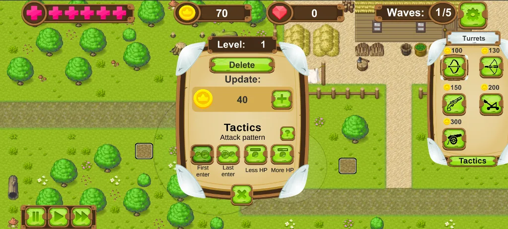 Castle Defender gameplay with turret placement