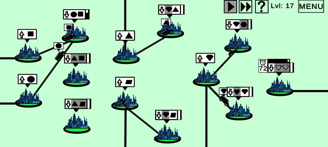 Mid-game supply network with several routes